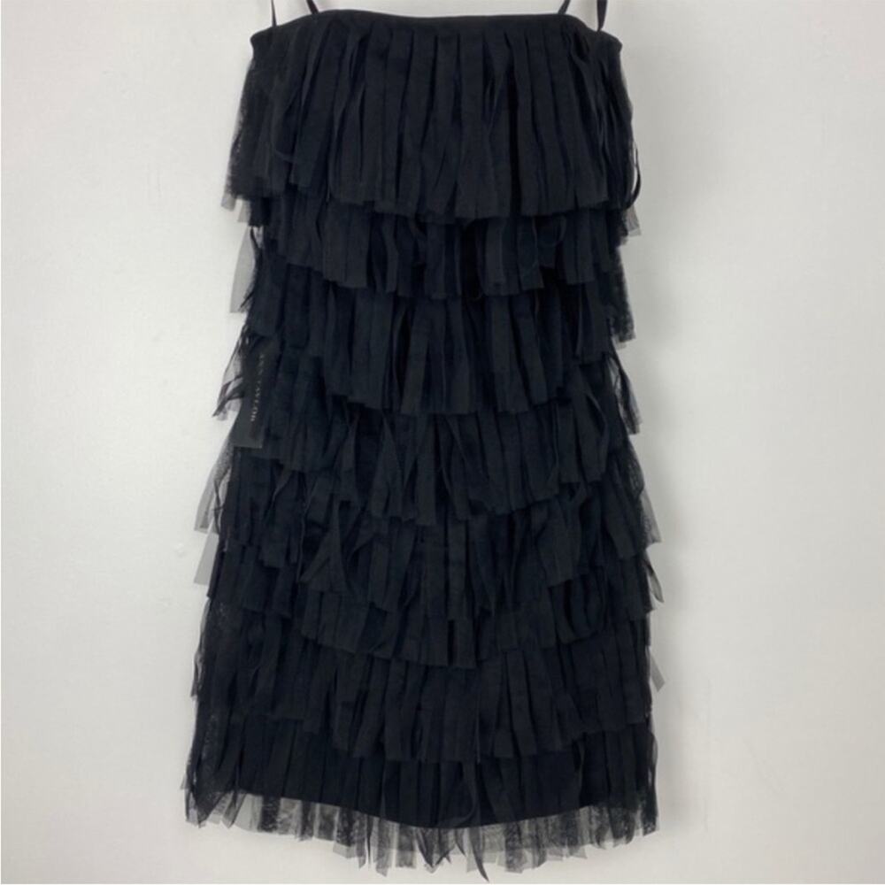 Ann Taylor Strapless Tulle Fringe Dress Black Size 6 EUC - Picture 7 of 8